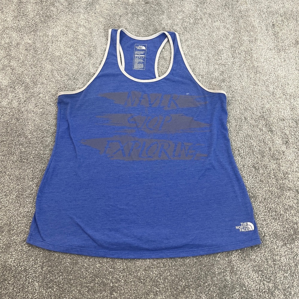 North Face Tank Top Womens Extra Large Slim Fit Never Stop Exploring Graphic